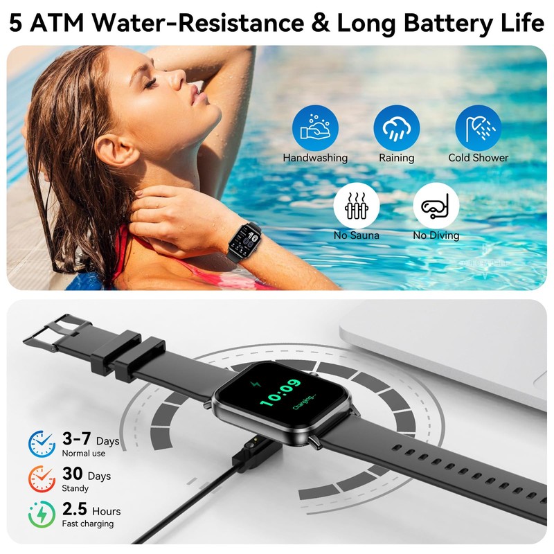 Jacoosa Smart Watch, 1.83" Full Touch Display Bluetooth Make Answer