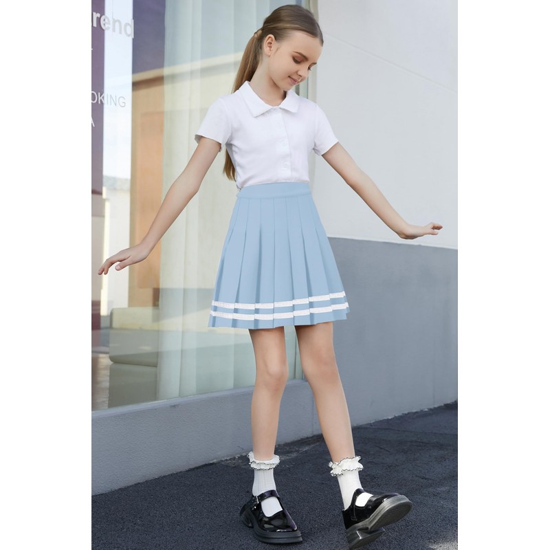 SANGTREE - Minifalda plisada para mujer con cómoda falda elástica