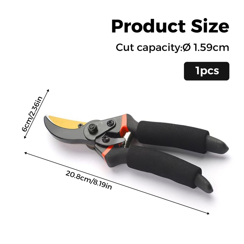 Bypass Pruning Shears, Sharp Precision-Ground Steel Blade, Rust-Resistant Coating, Clippers