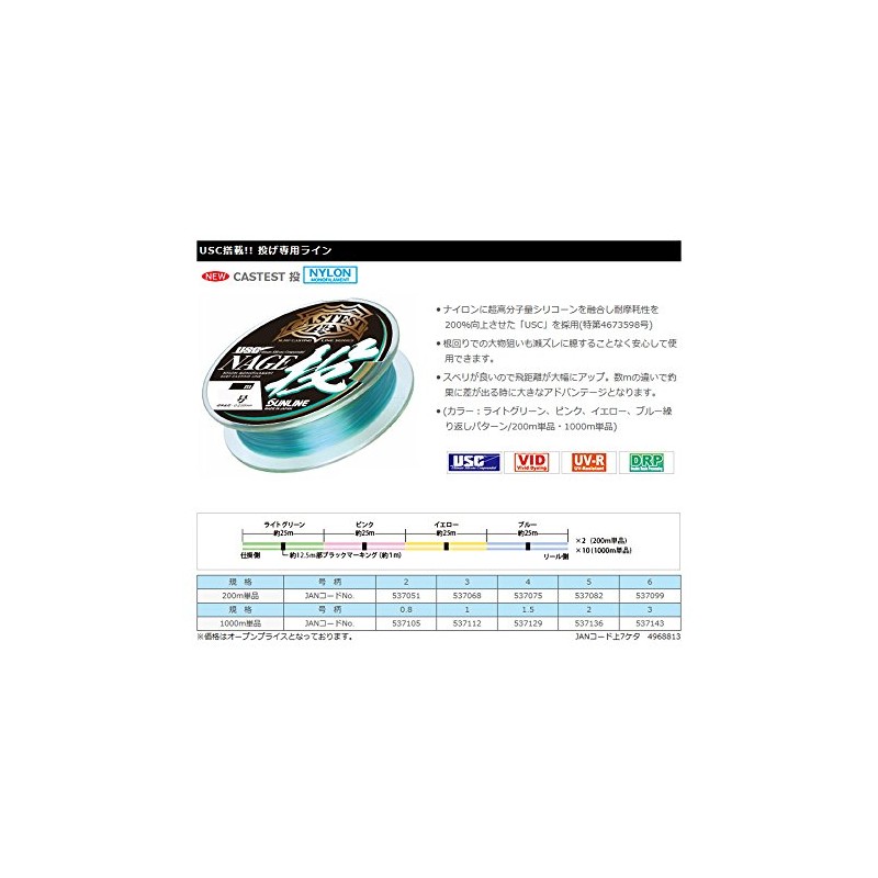 SUNLINE Nylon Line CASTEST Throw, 1,000m Single Item, No. 3,