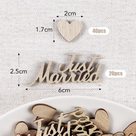 Just Married Party Confetti Heart Wooden Table Confetti Wedding Table Decoration for Bridal Showers Engagements Birthday Party Decor