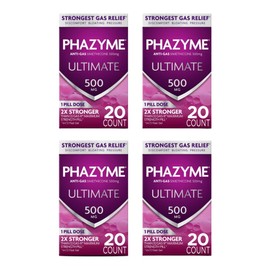 Phazyme Ultimate Gas Bloating Relief Works in Minutes 500 mg Simethicone Fast Gels 20 Count (Pack of 2)