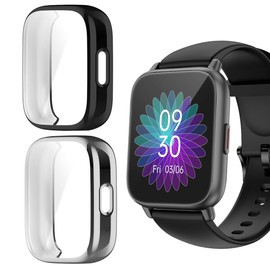 Lamshaw for RUIMEN H1 TPU Screen Protector, TPU Case Shockproof Cover Scratch Resistant Shockproof Compatible with RUIMEN H1 Smartwatch (Black+Silver)