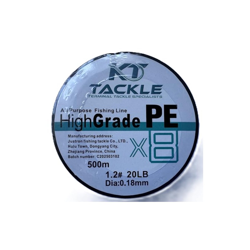 KT Tackle Fishing Line 20lbs, 8 strand braid, 500m, 0.18mm