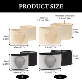 Rienan 4 Pairs of Foot Bandages Metatarsal Supportive Foot Bandage Metatarsal Foot Bandage for People Who Need to Stand or Walk for Longer Time (S, L, Black, Skin Colour)