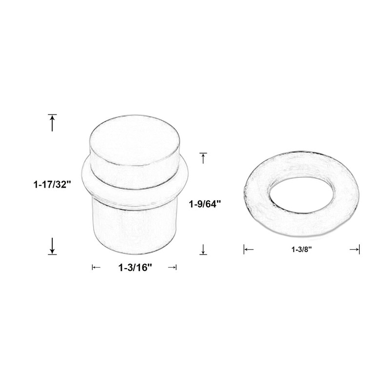 QCAA Cylindrical Floor Mount Door Stop, Height 1-1/2", Solid Brass,