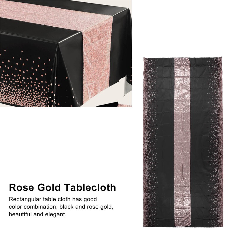 Rose Gold Dot Party Tablecloth Waterproof Polka Dot Design Rectangular