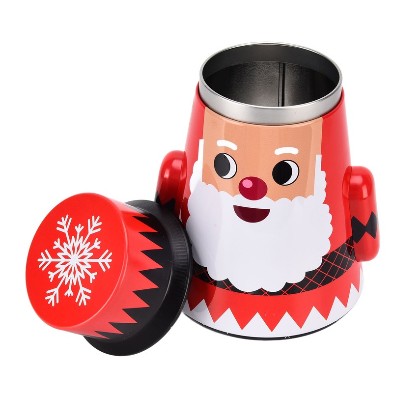 Christmas Candy Iron Box Roly Poly Design Santa Claus Snowman