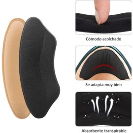 4 Pares Taloneras para Zapatos, Almohadillas Talón Adhesivas Suaves Cómodas Protección del talón, Antirozaduras y ampollas, Ajuste de media talla, Apto para mayoría de calzado, Color piel y negro