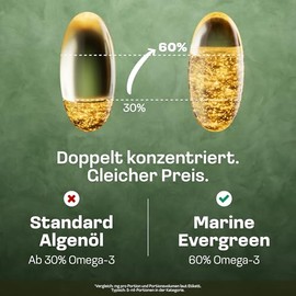 NatuRise Omega 3 Capsules Vegan - 1440mg Algae Oil per Day of which 869mg Omega-3 (DHA, EPA & DPA) - High Dose - 60 Capsules - Laboratory Tested - Triglyceride Form - UV Protected - Fish Oil Alternative