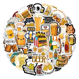 55Pcs Cool Beer Stickers for Man Adults Waterproof Vinyl Cute Cup Stickers for Water Bottles Beer Glass Luggage, Eikecy Cartoon Funny Stickers Gifts for Husband Boy Friend