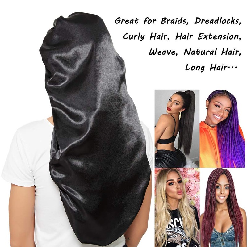 Wbfwbb Braid Bonnet for Sleeping, Wide Elastic Band Satin Hair