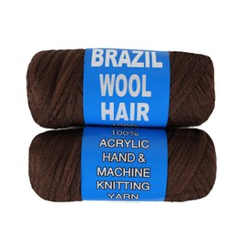 2 Roll Brazilian Wool Hair Yarn for Jumbo Braids Acrylic Yarn for African Crochet Hair for Black Women Senegalese Twist Crochet Hair for Soft Faux locs Hair Extensions (Coffee Brown, 2Roll)