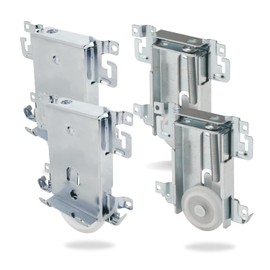 Wynn Hardware Steel-Framed Mirror Bottom Closet Door Roller Assembly Convex 1-7/16" Wheels | Roller Replacement for Closet Mirror Wardrobe Doors | Nylon Flat Roller Wheels (4 Pack)