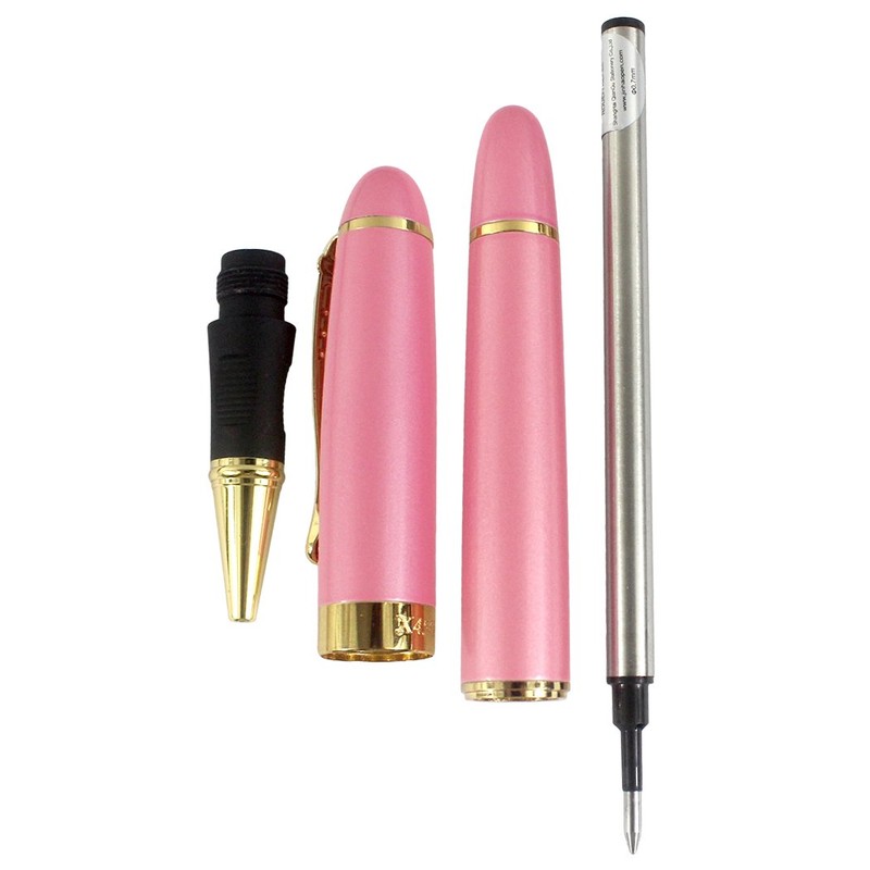Gullor Jinhao X450 Rollerball pen, Gold Trim, Black Ink, Pink