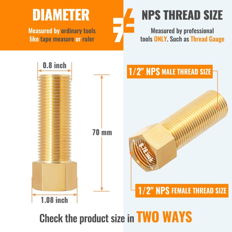 SUNGATOR Brass Pipe Fitting, 1/2-Inch Male x 1/2-Inch Female Pipe