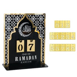 WeddHuis 2025 Ramadan Advent Calendar - Acrylic Eid Mubarak DIY Countdown Calendars for Decoration - Craft Ornament Ramadan Gift (Black)
