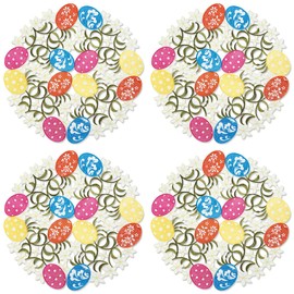 Current Easter Eggs Cutwork Embroidered Placemats - 14-Inch Easter Indoor & Outdoor Dining Decorations, Embroidered Home Decor, Holiday Centerpiece, Machine Washable Polyester, Pack of 4