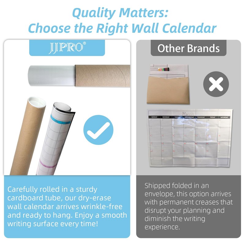 JJPRO Dry Erase 4 Month Wall Calendar - 38x26 Inches