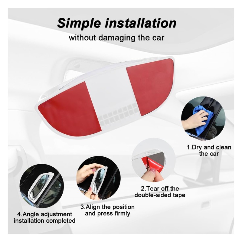 DUSCOKE 2PCS Adjustable Blind Spot Mirrors for Car Rear Seat