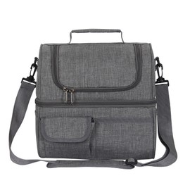 Dual Compartment Insulated Cooler Bag Waterproof Leakproof Lunch Bag Box with Shoulder Strap for Picnic Beach Travel Work Office