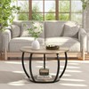GreenForest Round Coffee Table with Storage, 27.6 inch Small Living