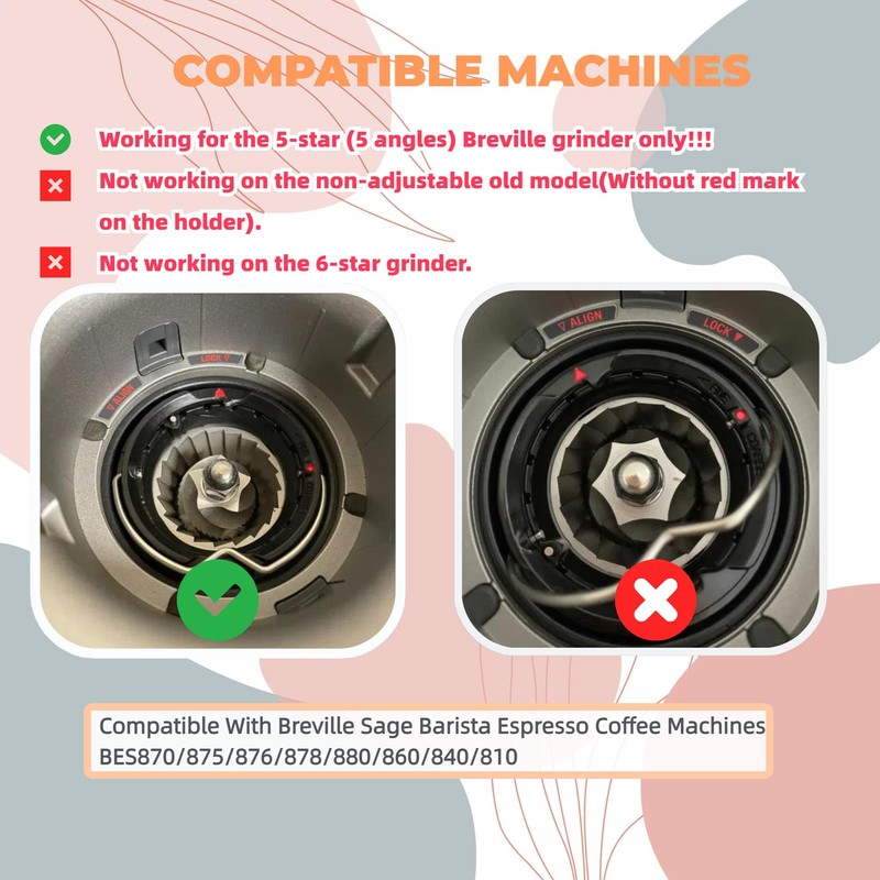 Conical Grinder Upper Lower Burr Compatible with Breville Sage Barista