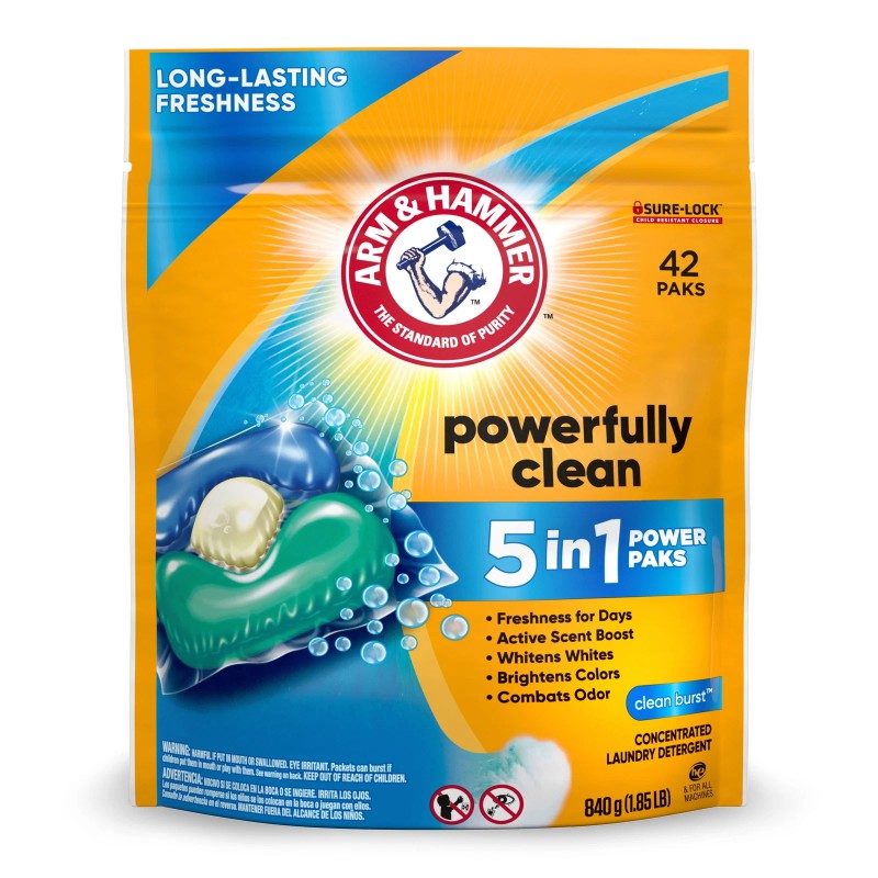 ARM & HAMMER Clean Burst 5-in-1 Laundry Detergent, Clean Burst