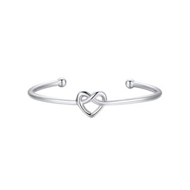 Silver Bracelets for Women Forever Love Knot Bracelet, Adjustable Twisted Heart Wrist Bangle Bracelet,Bridesmaid Proposal Gifts