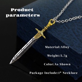 GAUEIOUR Percy Jackson Sword Pendant Necklace Olympian Poseidon Riptide Sword Necklace, Fans Cosplay Fashion Alloy Jewelry Gifts for Men Women