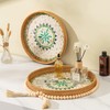 Round Rattan Tray Home Decor with Wood Bead Garland, 12''