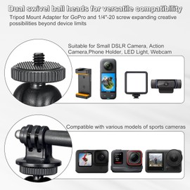 MINIFOCUS Magnetic Camera Mount for Gopro, Powerful Magnet Base Mount with 360° Rotation Double Ball Head and 1/4" Standard Thread Compatible with GoPro Insta360 Akaso DJI Action Camera