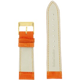 Watch Band Orange Genuine Leather Crocodile Grain 20 millimeter Tech Swiss