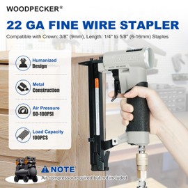 WOODPECKER N7116 Upholstery Stapler 22 Gauge 3/8-Inch Crown Pneumatic Upholstery Staple Gun 71 Series Air Power Fine Wire Stapler Gun