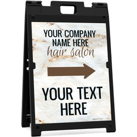 Sigo Signs, Custom Hair Salon Sandwich Board/A Frame Sign Kit, Personalizedtext with Two Panel Indoor/Outdoor Sign, 18x24 Inches, with A Frame Stand, Made in USA