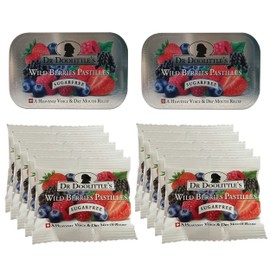 DOOLITTLE Dr Sugar Free Soft Fruit Pastilles for Voice and Throat, Wild Berries Flavor, Multipack of 2.12 Ounce Tin, 2 Pack and .33 Ounce Travel Size Bag, 10 Pack