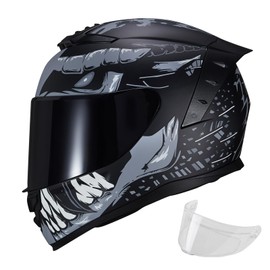 JQF Gear Motorcycle Helmets Full Face WS-611 Street Bike Motorbike Helmet for Adults Men Women DOT Approved (Gray Demon, S)