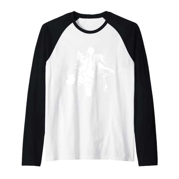 Powerful handball player in the jump throw, sporty desi Raglan