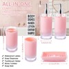 Pink Bathroom Accessories Set 6Pcs, Acrylic Soap Dispensers 2Pcs, Soap