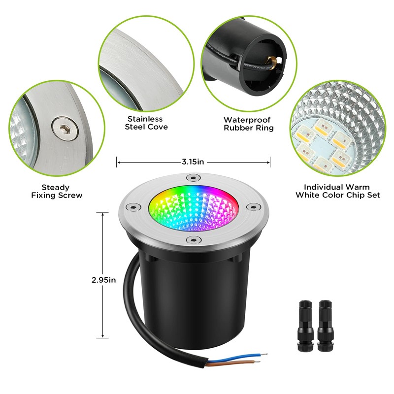 Junview Low Voltage Landscape Lights RGBW LED Well Lights Landscape