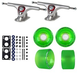 TGM Skateboards Premium Longboard Upgrade Kit with Paris Trucks, Wheels, Hardware, and ABEC 7 Bearings Kit - V2 180 Raw + Bigfoot 70mm 80A Green