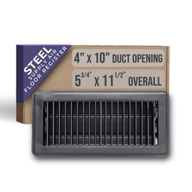 Fits 4x10 and 10x4 Duct Opening | Floor Register with Louvered Design by Handua | Heavy Duty Walkable Design with Damper | Floor Vent Grille | Easy to Adjust Air Supply Lever | Black