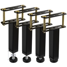 Btowin VCF 15-17 cm Adjustable Furniture Feet, Pack of 4 Square T-Shape Height Adjustable Metal Centre Support Bed Feet Legs DIY Replacement for Bed Sofa Bed Frame Cabinet