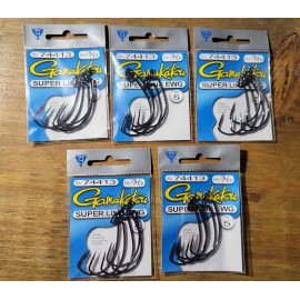Gamakatsu Super Line EWG Hooks Size 3/0 #74413, 5 Packages, 25 Total Hooks (New)