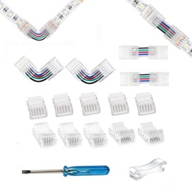 YUTOKEER LED Connector 5-Pin 12 mm RGBWW LED Strip to Wire/Strip to Strip Connector Unwired Clips Solderless Adapter Terminal Extension Connection, L-Shape/H-Shape Connectors (Connector Kit)