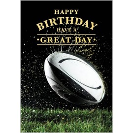 Abacus Cards RUGBY Ball Birthday Card Granite Range