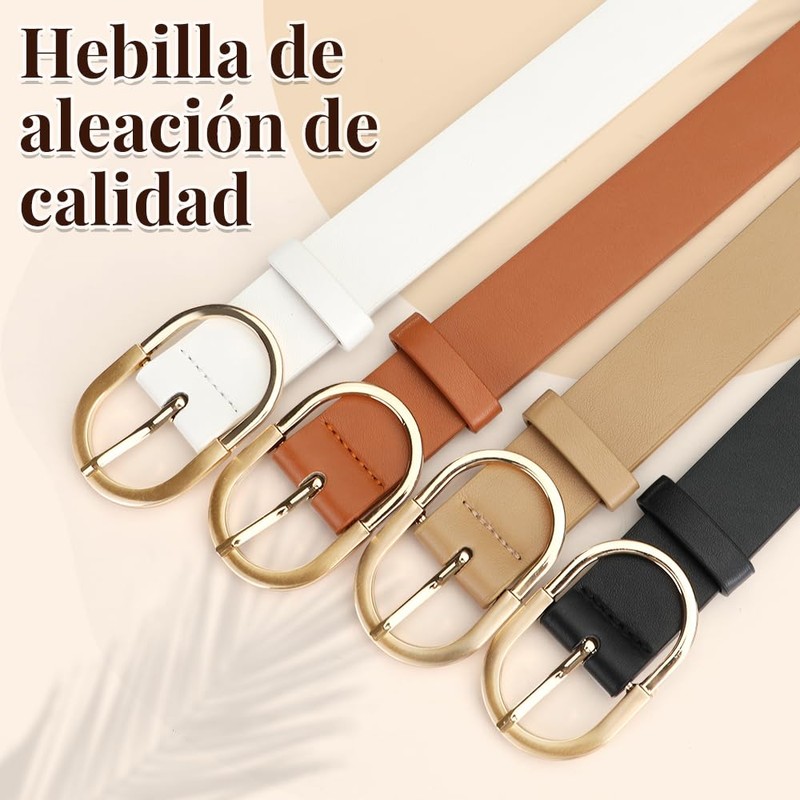 Lukovee 4pcs Cinturón Para Mujer, Ajustable De Piel Con Hebilla