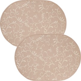 Erwin Müller Dining Placemats Pack of 2 Washable Taupe Oval Size: 35 x 50 cm