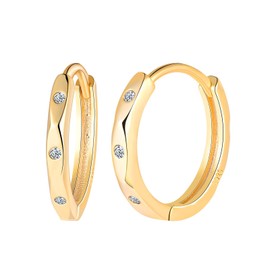MICYUMI Men's Women's S925 Sterling Silver Earrings 12mm Diameter Hoop Earrings Cubic Zirconia Round Earrings