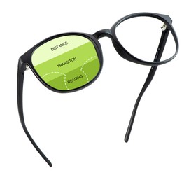 YEIN Presbyopic Progressive Multifocal Reading Glasses, Spring Hinge Blue Light Blocking Glasses, with Clear Lenses for Women and Men (+0.00/+1.75 magnification)